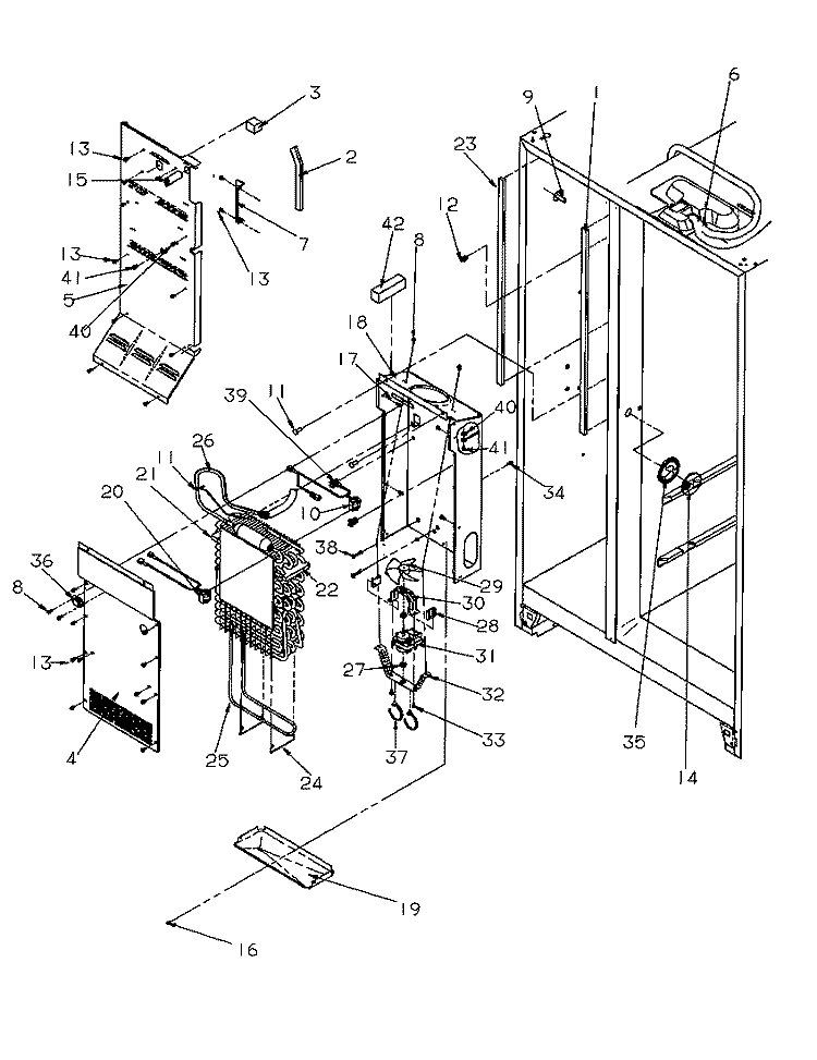 EVAP AND AIR HANDLING Diagram and Parts List for SRDE528SBW P1184902W W Amana Refrigerator