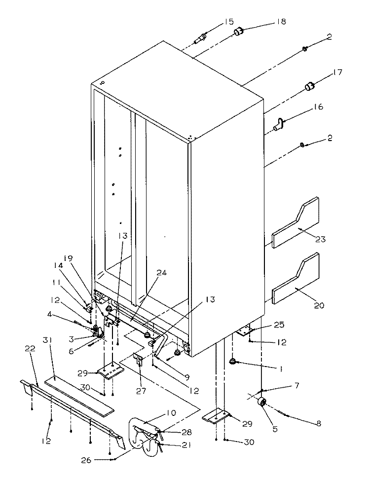 DRAIN AND ROLLERS Diagram and Parts List for SRDE528SBW P1184902W W Amana Refrigerator