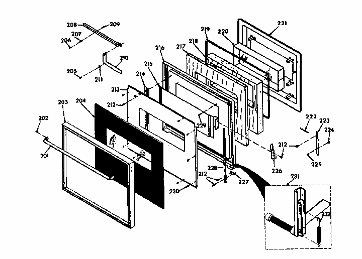 Black Glass Door-model No. 850.4237791; .4237792 Diagram and Parts List for 8504237792  Kenmore Range
