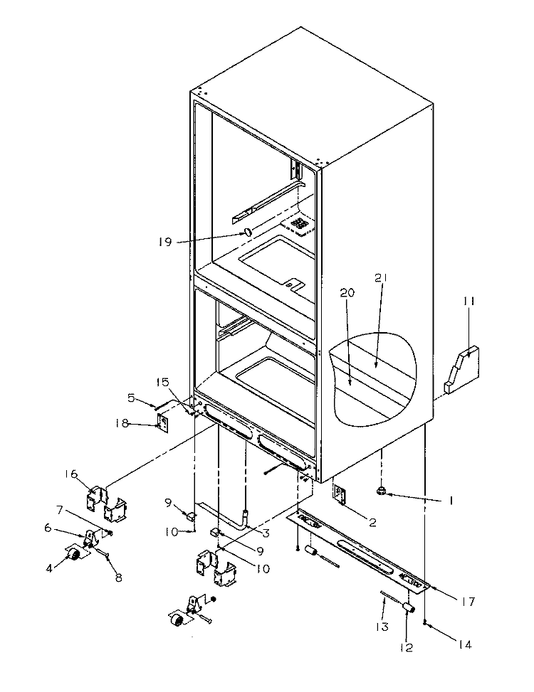 ROLLERS / DRAIN TUBE Diagram and Parts List for BR22S6E P1196703W E Amana Refrigerator