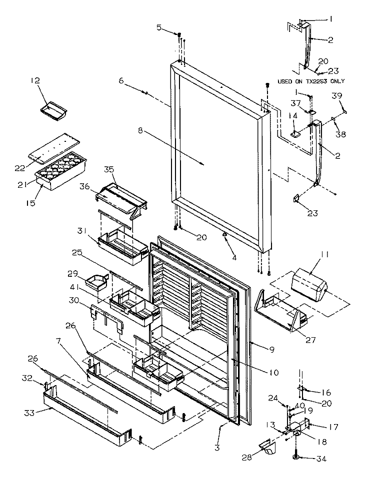 REF DOOR Diagram and Parts List for TX22S3W P1196002W W Amana Refrigerator