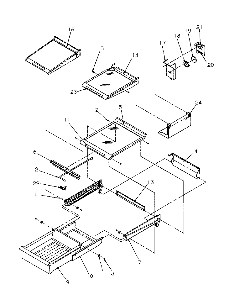 CABINET SHELVING Diagram and Parts List for TX22S3W P1196002W W Amana Refrigerator