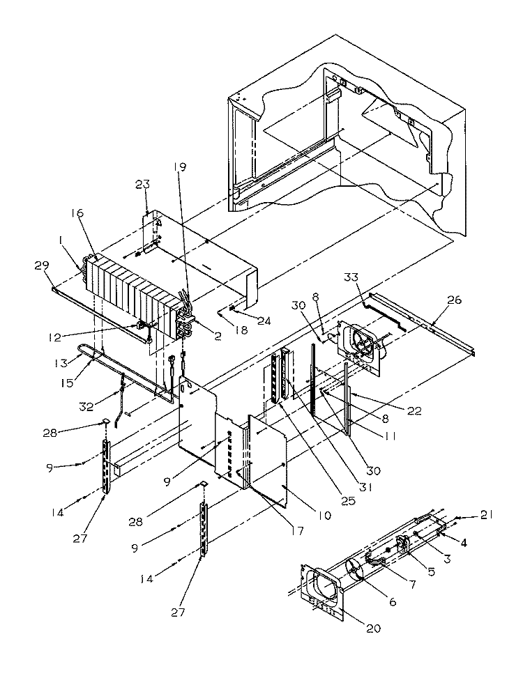EVAP AREA Diagram and Parts List for TX22S3W P1196002W W Amana Refrigerator