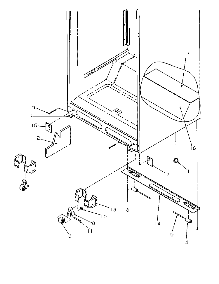 CABINET BOTTOM Diagram and Parts List for TX22S3W P1196002W W Amana Refrigerator
