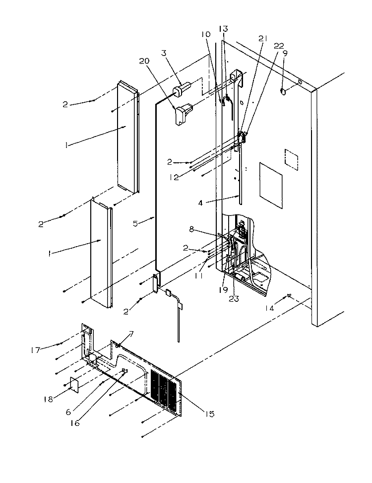 CABINET BACK Diagram and Parts List for TX22S3W P1196002W W Amana Refrigerator