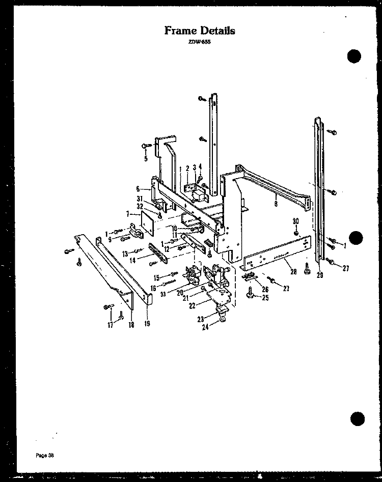 FRAME DETAILS Diagram and Parts List for ZDW-855  Amana Dishwasher