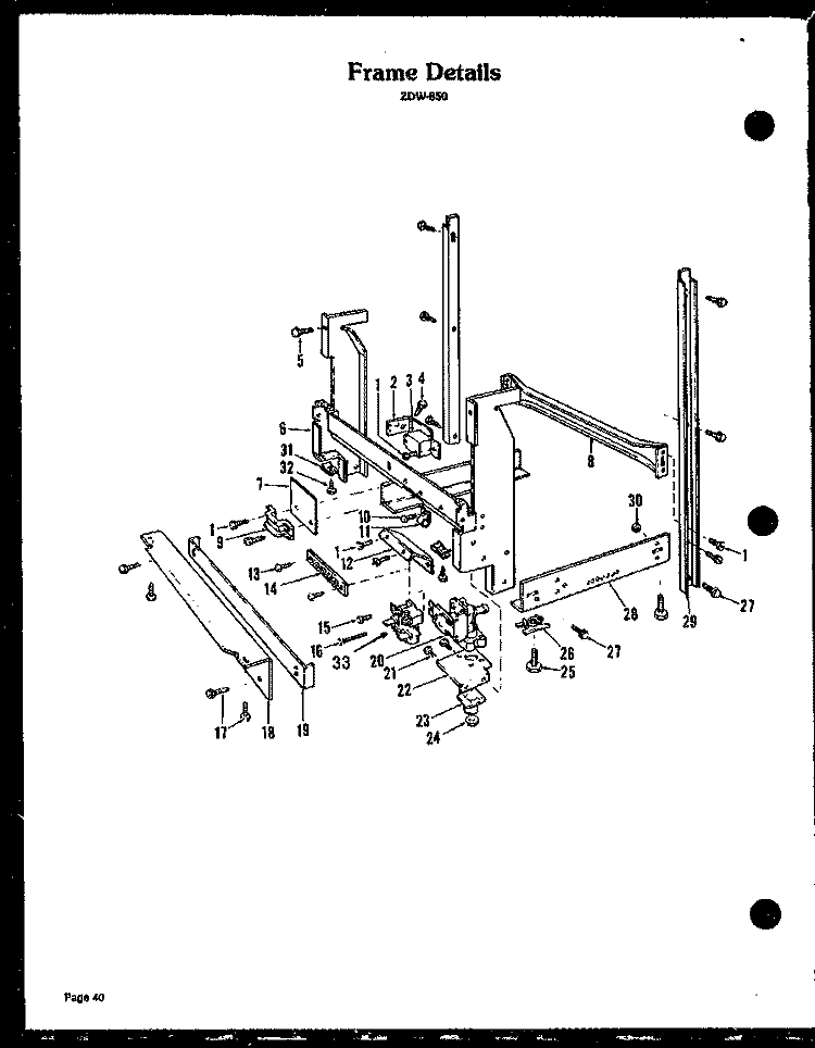 FRAME DETAILS Diagram and Parts List for ZDW-850  Amana Dishwasher