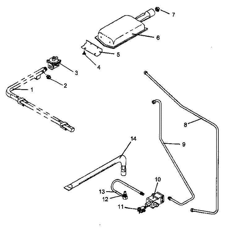 GAS COMPONENTS Diagram and Parts List for AGS761L P1142635N L Amana Range