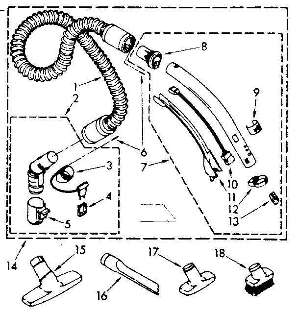 Attachment Parts Diagram and Parts List for 1162497183  Kenmore Filters & Accessories