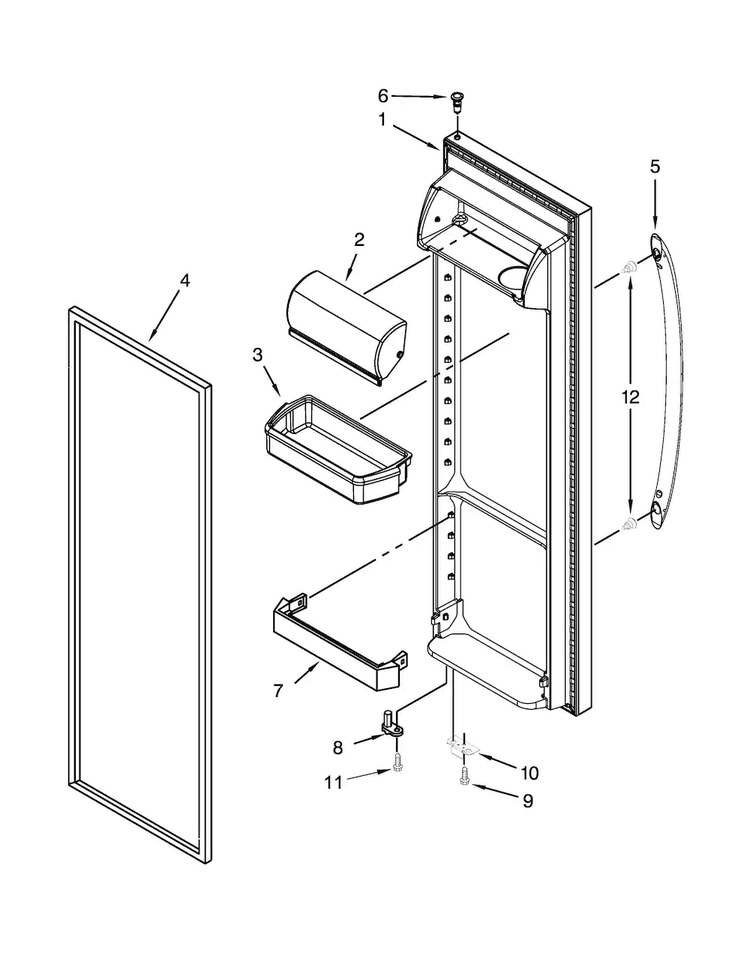 Refrigerator Door Parts Diagram and Parts List for ASD2275BRW01  Amana Refrigerator
