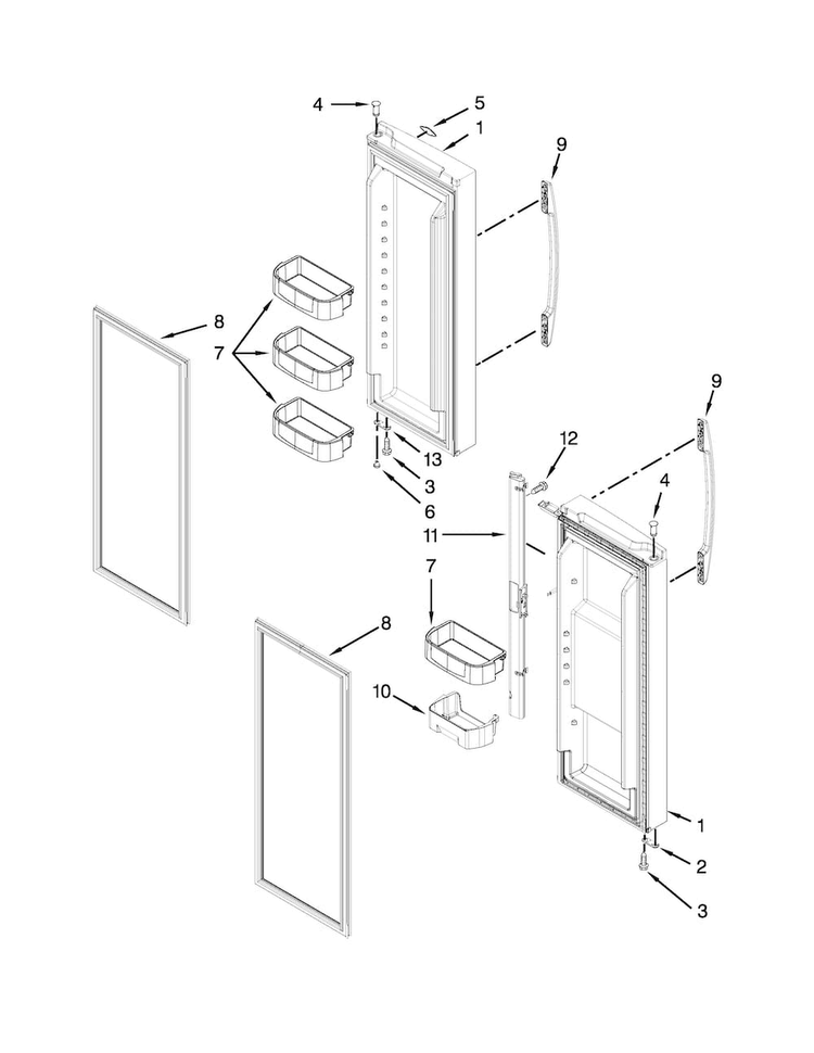 Refrigerator Door Parts Diagram and Parts List for MFB2055YEB01  Maytag Refrigerator