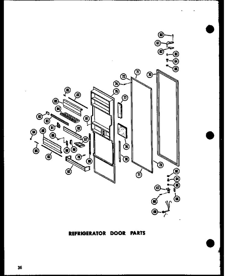Refrigerator Door Parts Diagram and Parts List for SRN22N-C-P60230-17WC  Amana Refrigerator