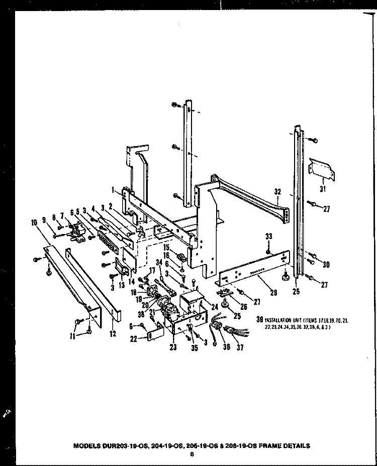 Page 4 Diagram and Parts List for DUR20819-OS  Amana Dishwasher