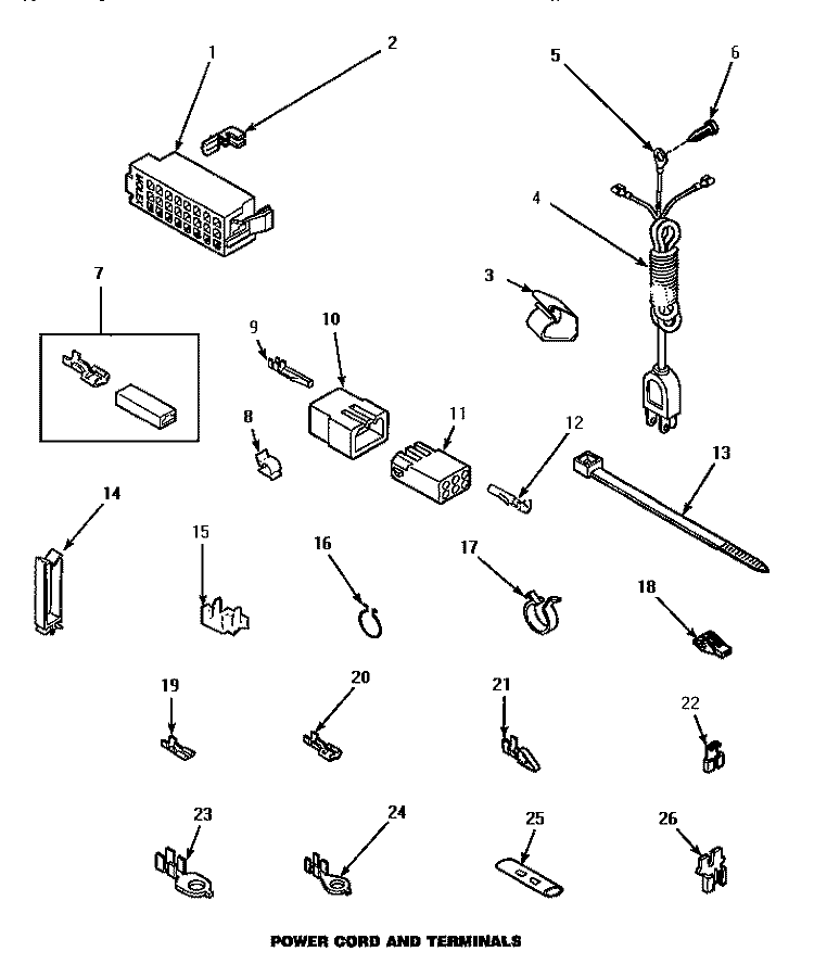 POWER CORD & TERMINALS Diagram and Parts List for LW6163LM PLW6163LM A Amana Washer