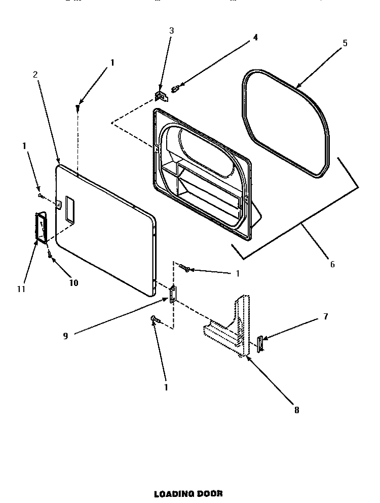 LOADING DOOR Diagram and Parts List for AEM427W2  Amana Dryer