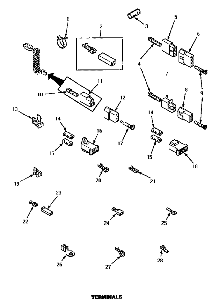 TERMINALS Diagram and Parts List for AEM427W2  Amana Dryer