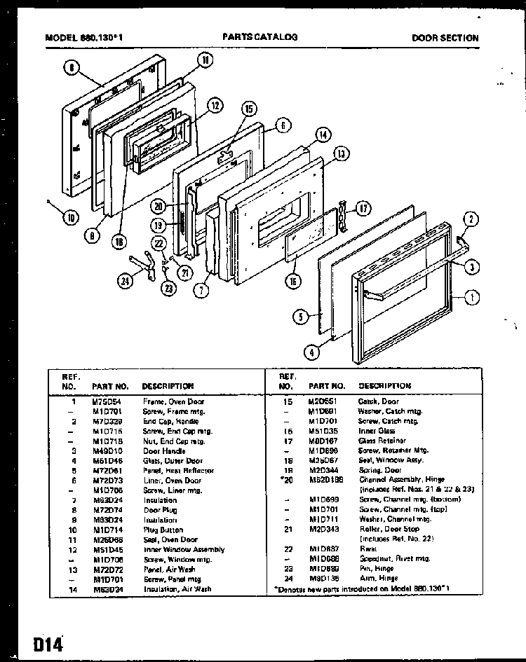 Section 4 Diagram and Parts List for 880130*1  Amana Microwave