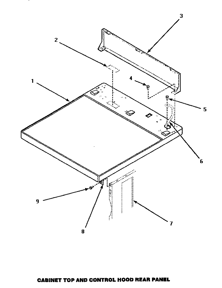 CABINET TOP & CONTROL HOOD REAR PANEL Diagram and Parts List for AEM477W2  Amana Dryer