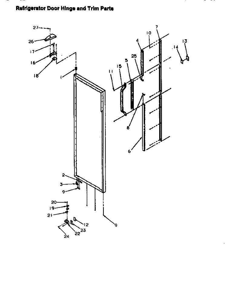 REF DOOR HINGE AND TRIM PARTS Diagram and Parts List for SX22SW P1190205W W Amana Refrigerator
