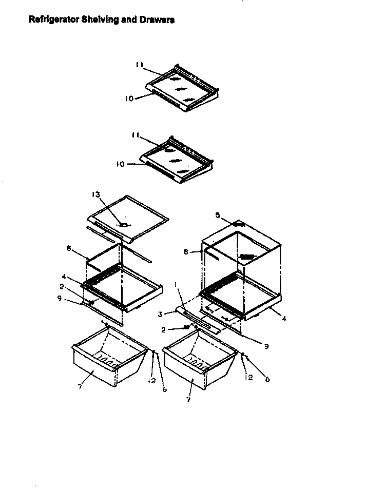 REF SHELVING AND DRAWERS Diagram and Parts List for SX22SW P1190205W W Amana Refrigerator