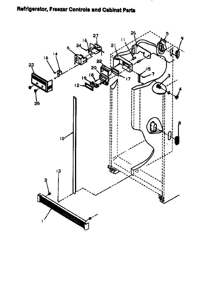 REF, FZ CONTROLS AND CABINET PARTS Diagram and Parts List for SX22SW P1190205W W Amana Refrigerator