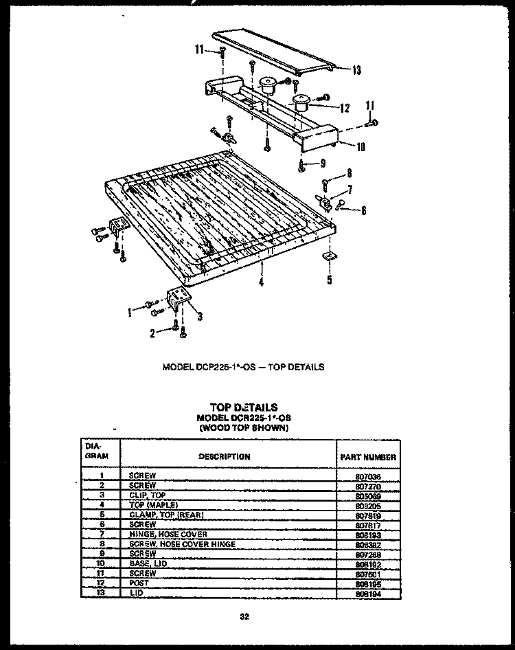 TOP DETAILS Diagram and Parts List for DCR22501VOS  Amana Dishwasher