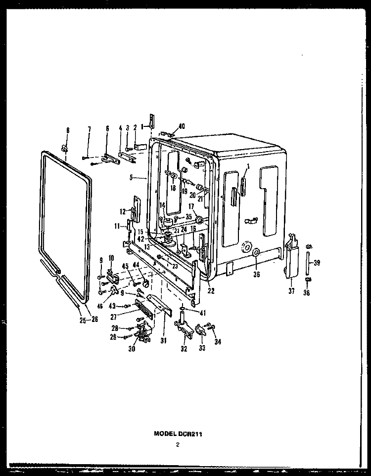 Page 1 Diagram and Parts List for DCR211  Caloric Dishwasher