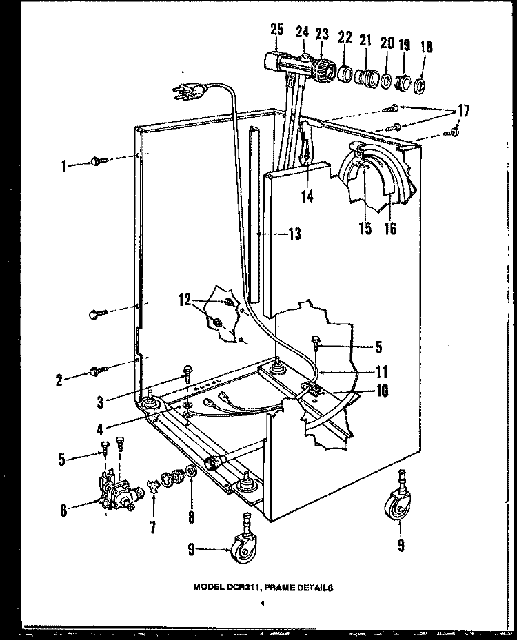 Page 2 Diagram and Parts List for DCR211  Caloric Dishwasher