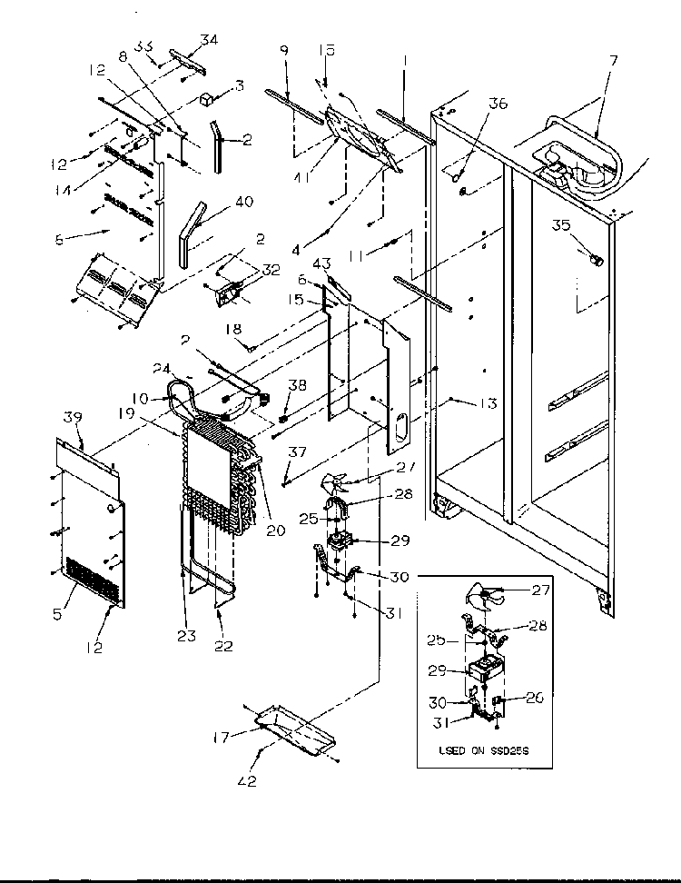 Evaporator And Air Handling Parts Diagram and Parts List for SXD22S2E-P1190416WE  Amana Refrigerator