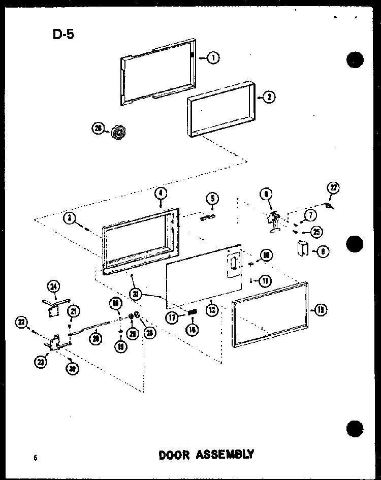 Door Assembly Diagram and Parts List for RC-10SD P75750-4M Amana Microwave