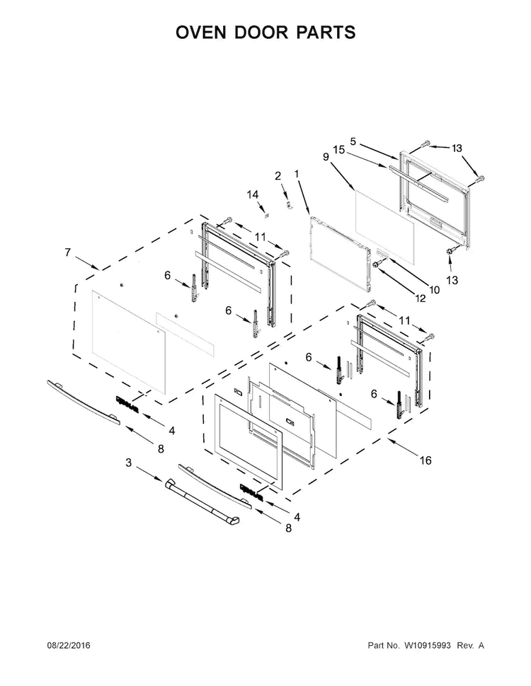 Oven Door Parts Diagram and Parts List for JMW3430DS02  Jenn-Air Microwave