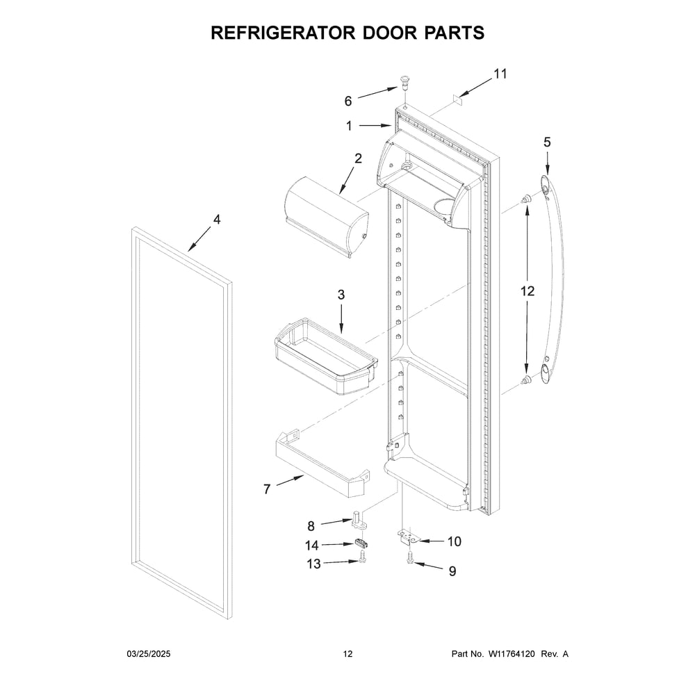Refrigerator Door Parts Diagram and Parts List for ASI2175GRB10  Amana Refrigerator