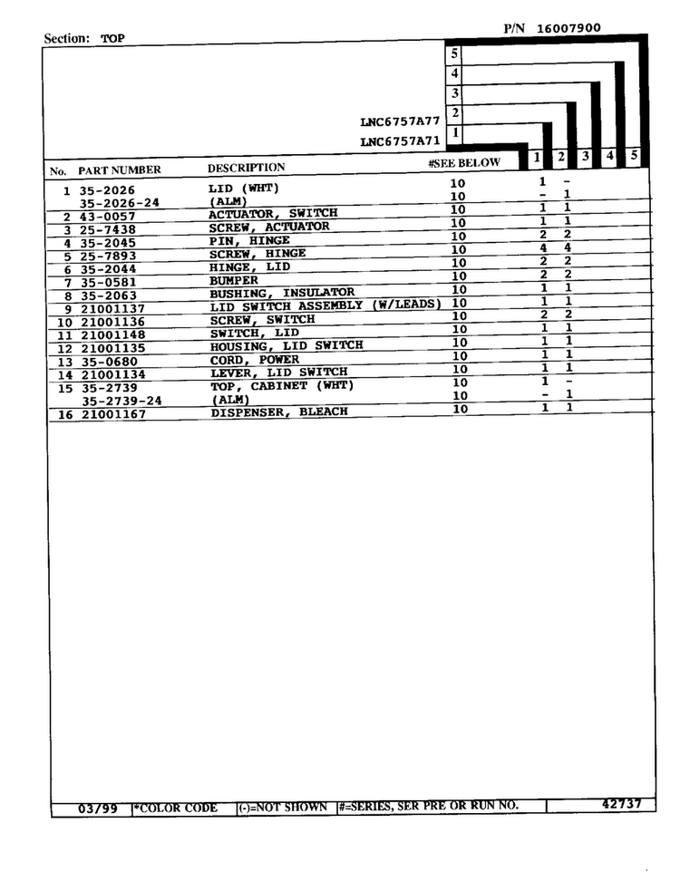Top Page 2 Diagram and Parts List for 6757A77  Norge Washer