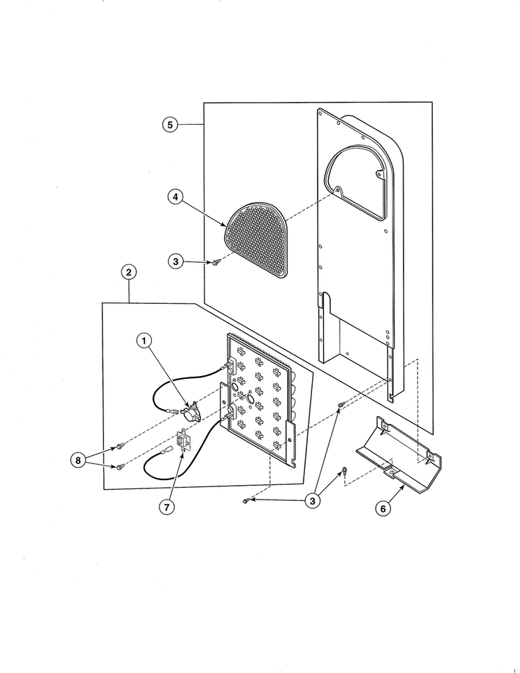 Heater Duct/element - Electric Models Diagram and Parts List for EE2107WT  Speed Queen Dryer