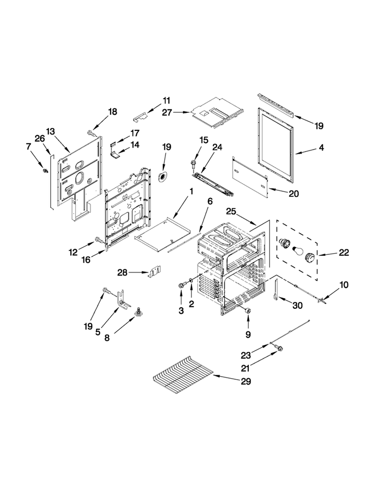 Chassis Parts Diagram and Parts List for MGT8655XW02  Maytag Range