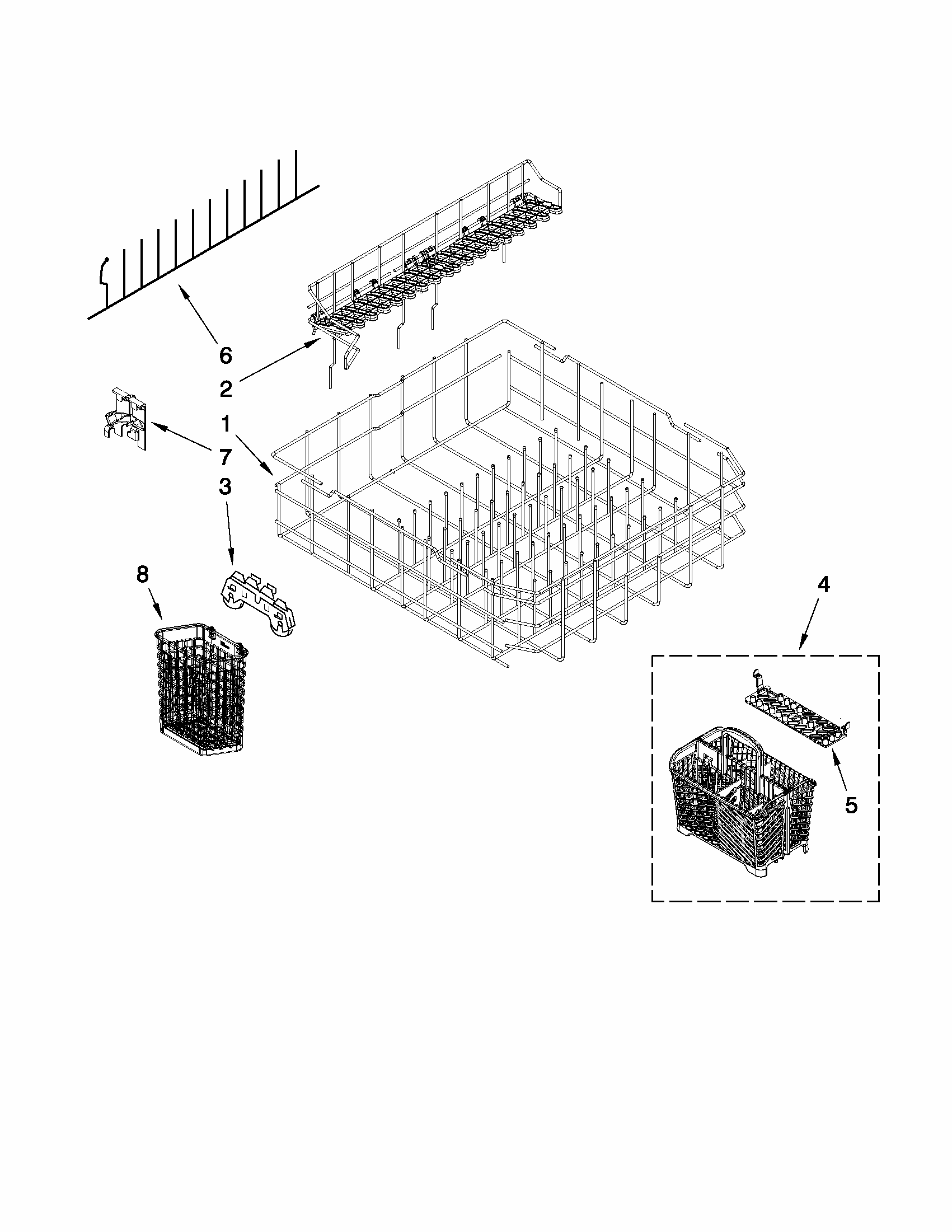 Lower Rack Parts Diagram and Parts List for MDB8959SAS1  Maytag Dishwasher