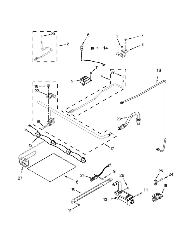 Manifold Parts Diagram and Parts List for AGR4230BAW0  Amana Range