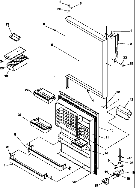 Refrigerator Door Diagram and Parts List for TY18S4L-P1195307WL  Amana Refrigerator