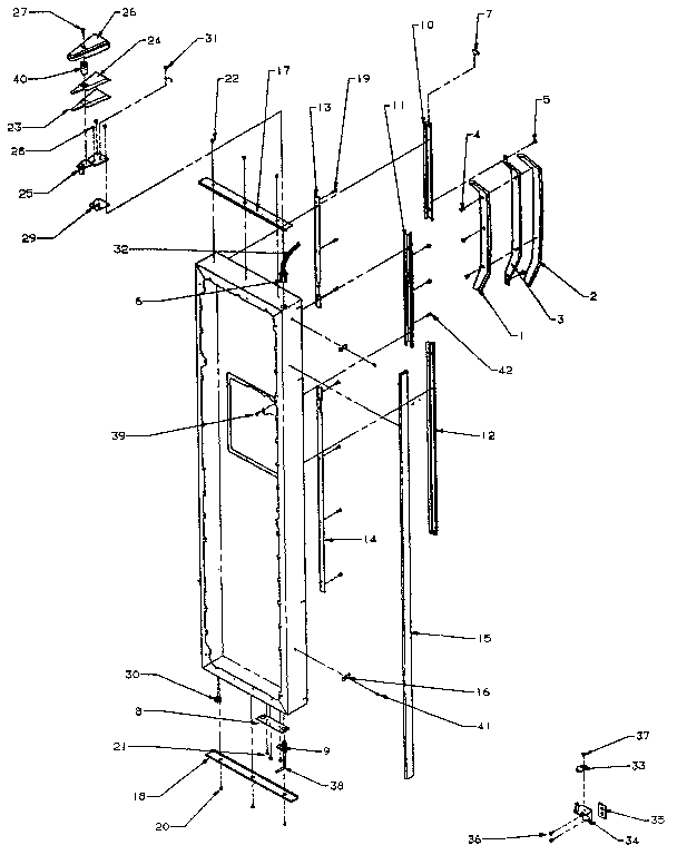 Freezer Door Diagram and Parts List for SZDE27N-P1162205W  Amana Refrigerator