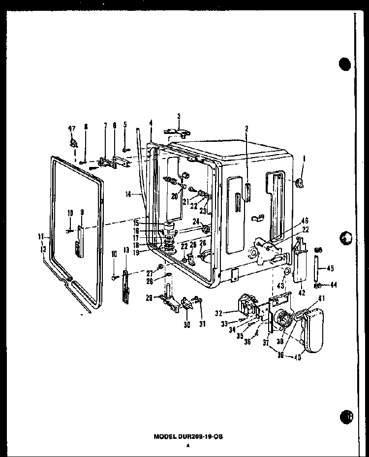 Section 3 Diagram and Parts List for DCR225-1V-OS  Caloric Dishwasher