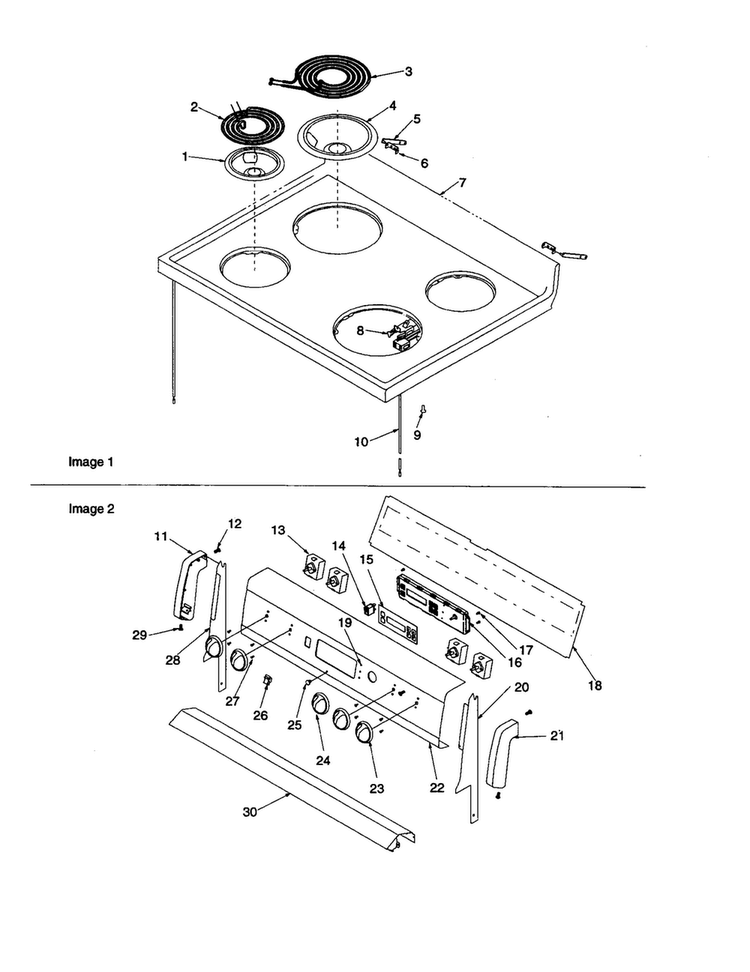 Main Top And Backguard Assembly Diagram and Parts List for ARR6102W-P1143683NW  Amana Range
