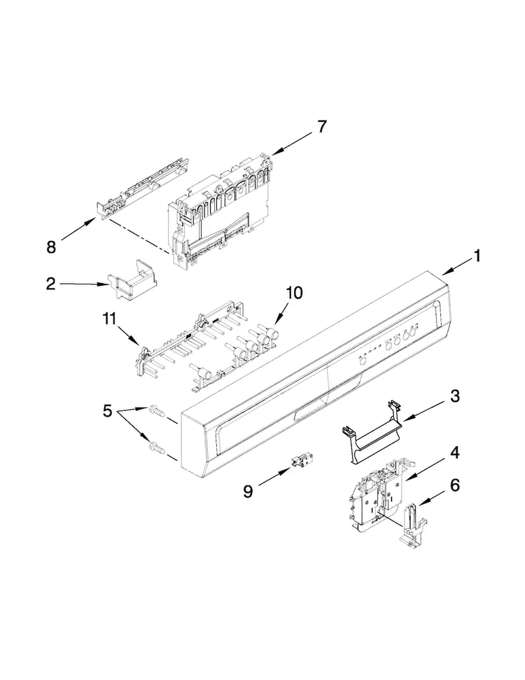 Control Panel And Latch Parts Diagram and Parts List for ADB1400PYB3  Amana Dishwasher