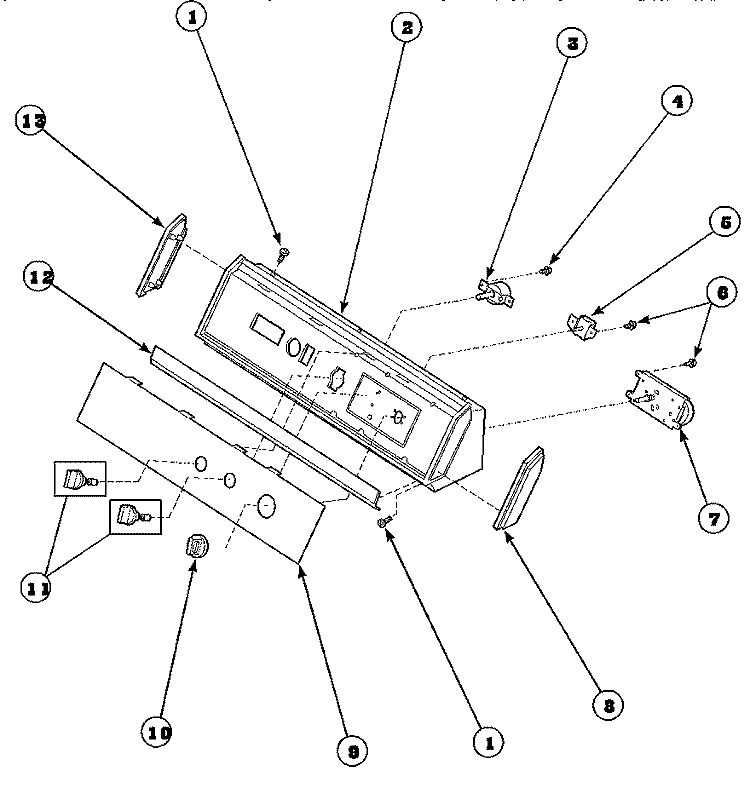 GRAPHIC PANEL, CONTROL HOOD AND CONTROLS Diagram and Parts List for AEM427L2 PAEM427L2 Amana Dryer