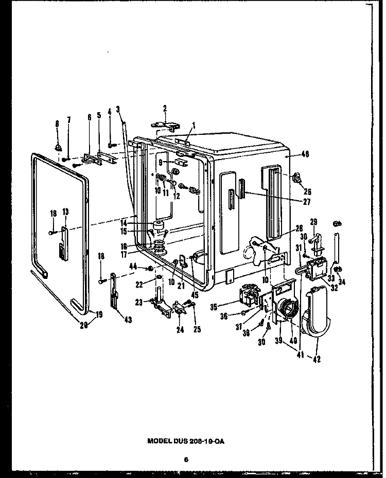 Page 3 Diagram and Parts List for DUS20819-OA  Amana Dishwasher