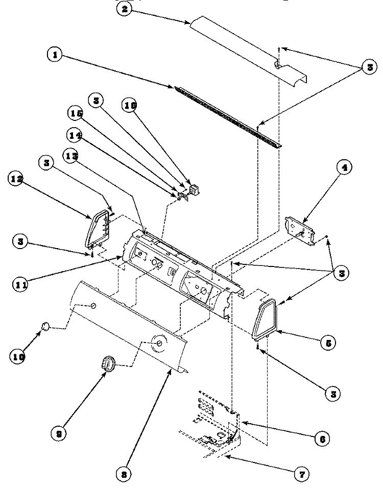 GRAPHIC PANEL, CONTROL HOOD AND CONTROLS Diagram and Parts List for LE8267L2 PLE8267L2 Amana Dryer