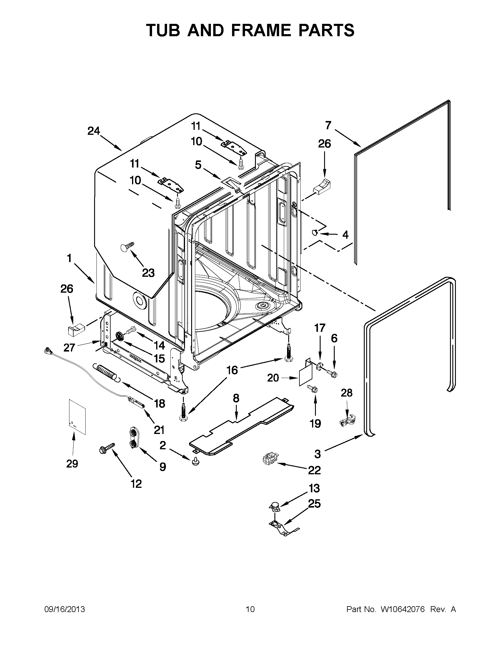 06 - TUB AND FRAME PARTS Diagram and Parts List for JDB8200AWS3  Maytag Dishwasher