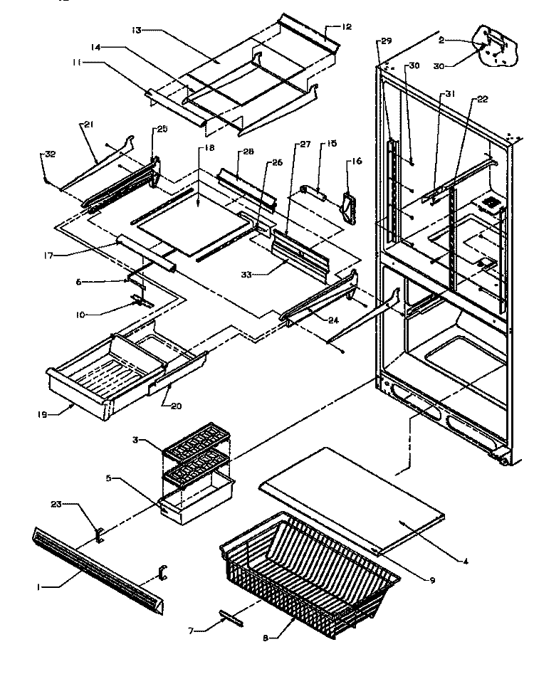 REF / FZ SHELVING Diagram and Parts List for BS20RB P1161507W Amana Refrigerator
