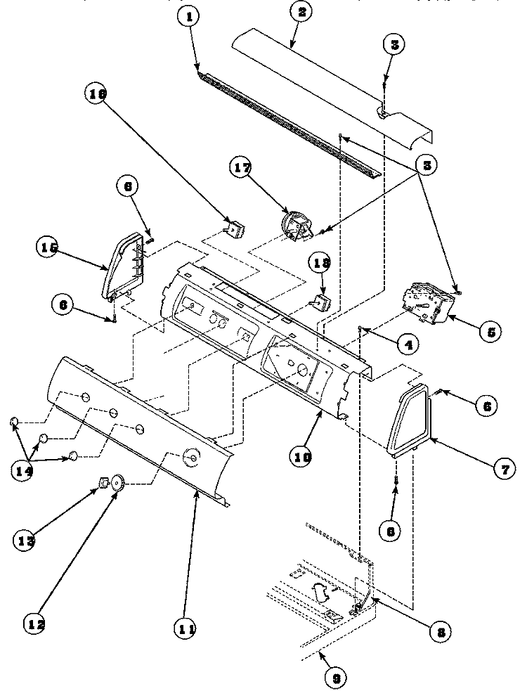 GRAPHIC PANEL, CTRL MTG PLATE AND CTRLS Diagram and Parts List for LW6163WM PLW6163WM B Amana Washer