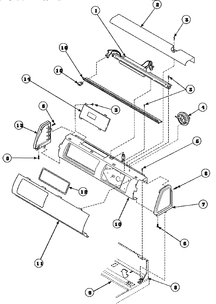 GRAPHIC PANEL, CTRL MTG PLATE AND CTRLS Diagram and Parts List for LW6163WM PLW6163WM B Amana Washer