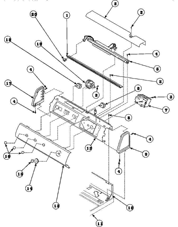 GRAPHIC PANEL, CTRL MTG PLATE AND CTRLS Diagram and Parts List for LW6163WM PLW6163WM B Amana Washer